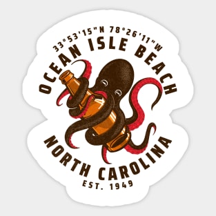 Ocean Isle Beach, NC Octopus Summer Vacation Sticker